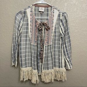 Knox Rose Hoho Chic tassel tie front Top cardigan sz xs